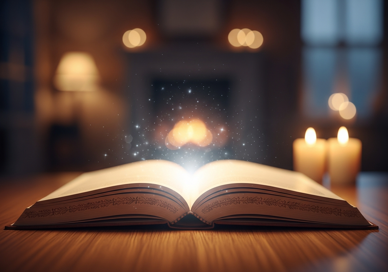 Книга со сказками в тёплом свете